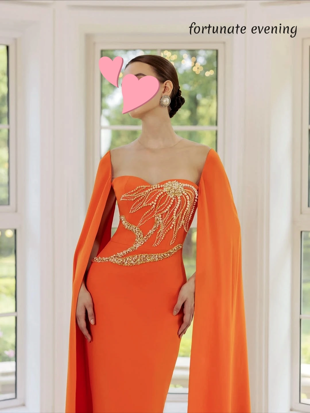 

Fortunate Evening Elegant Vintage Sweet Orange Pearls Beads New Customized Formal Occasion Prom Dress Evening Party Gowns