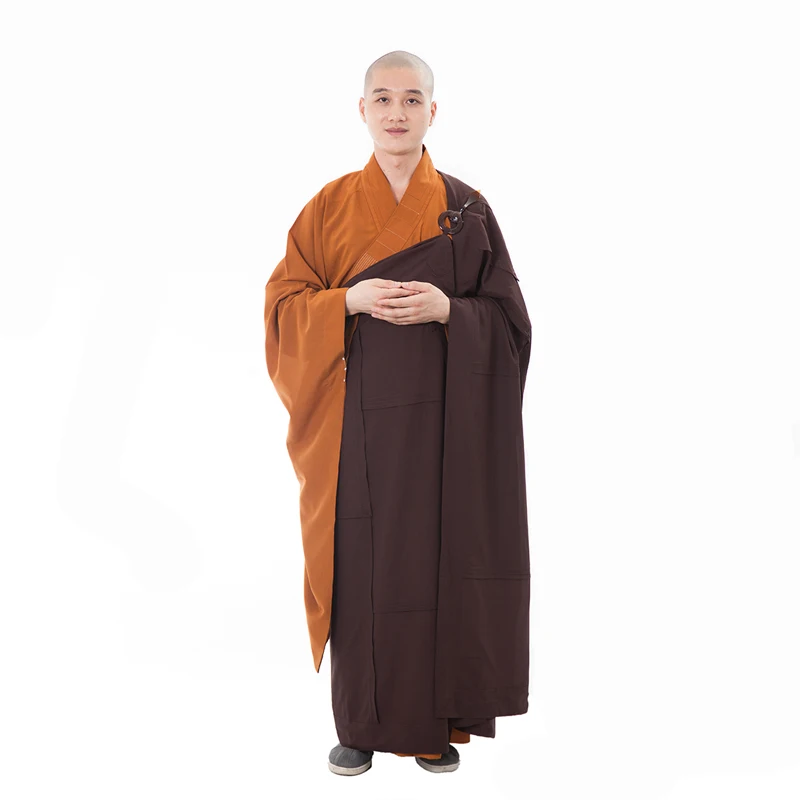 

LATERONON Unisex Buddhist Monk Robe Zen Meditation Costume Robes Shaolin Temple Monk Clothes Kung Fu Uniform Suit jia sha with 7