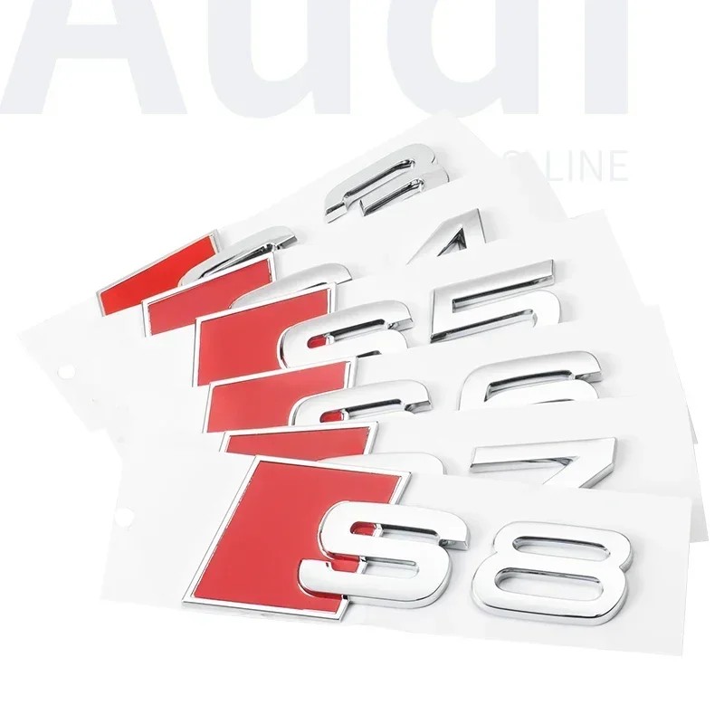 1PCS 3D ABS Numbers Letters S3 S4 S5 S6 S7 S8 Emblem for Audi S series Car Fender Trunk Rear Logo Sticker Black/Silver Styling