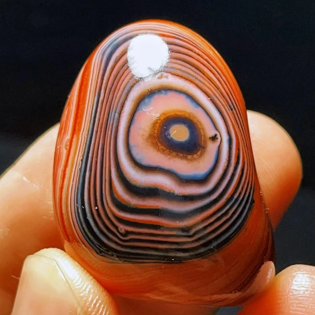 Decor Stone Banded Agate Palm Stone, Tumbled Polished, Colorful Pattern, Table Decor, Natural Stone, Crystal Collection