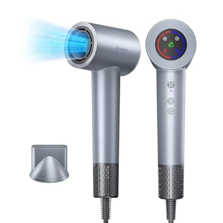 

Hair Dryer for Home Salon Travel: Charcoal-colored High-Speed Ionic Low Noise Blow Dryer with Brushless Motor, Thermo-Control Q