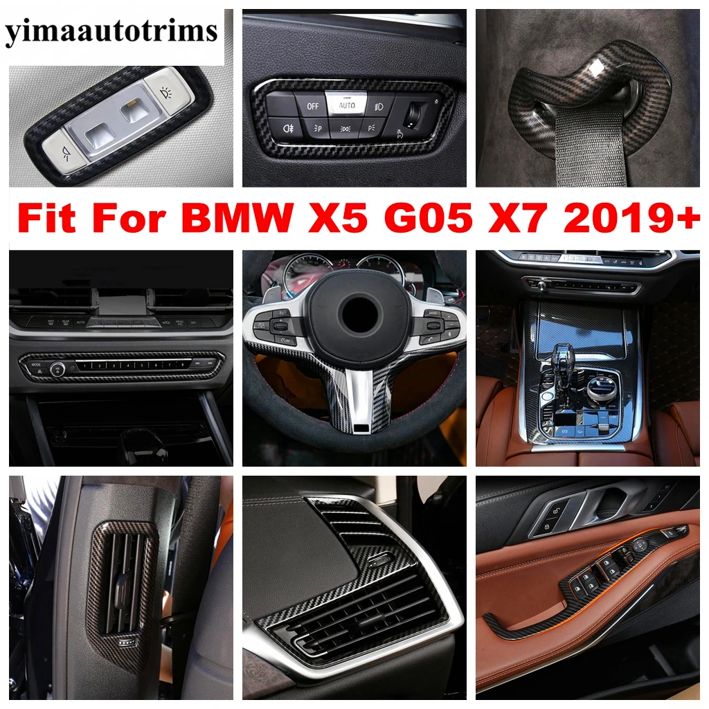 

Window Lift / Safety Belt Buckle / Steering Wheel / Gear Shift Cover Trim For BMW X5 G05 X7 2019 - 2024 Carbon Fiber Accessories