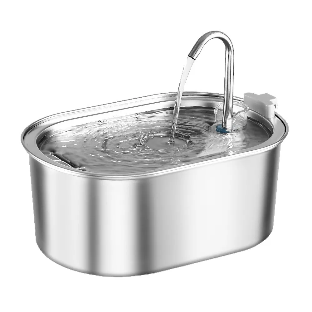 Fuente de agua para mascotas de acero inoxidable con filtro automático