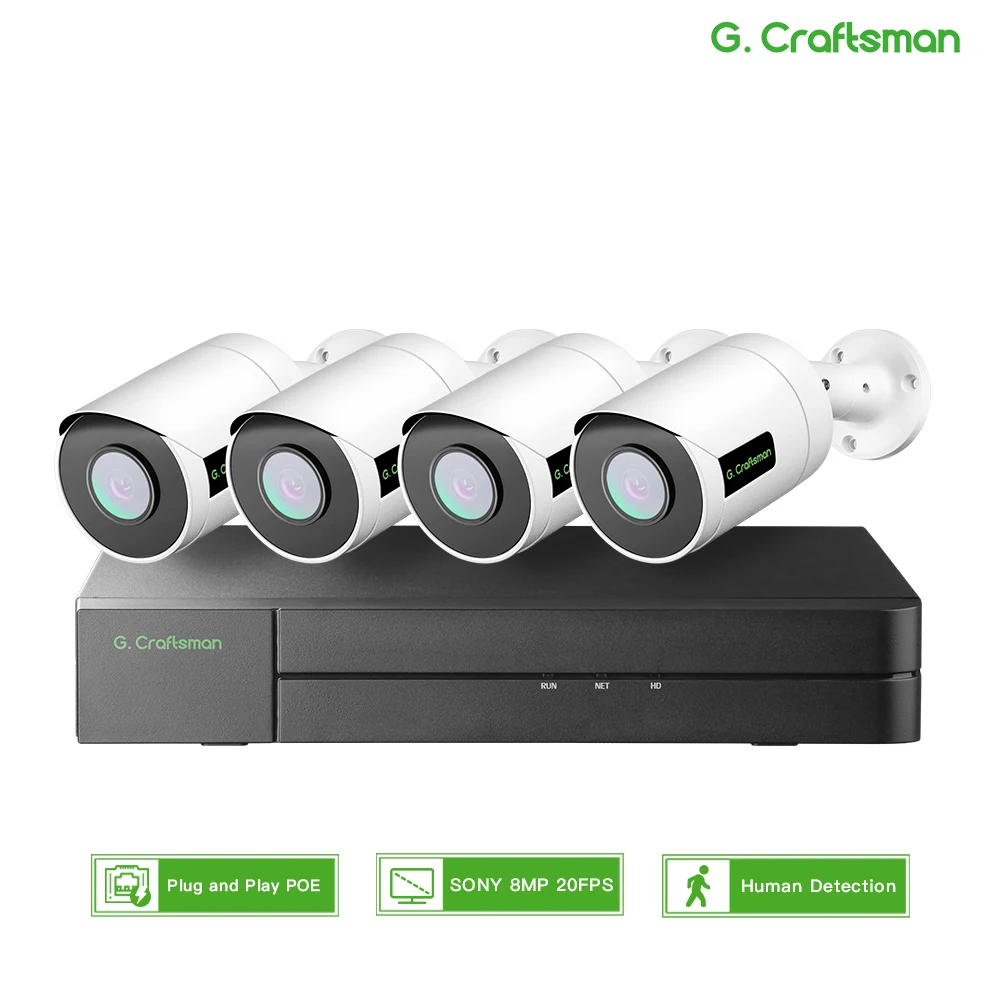 SONY,8MP, 20fps POE,Kit System,CCTV Security,Person Vehicle Detection,Audio Surveillance,Video Guard Viewer UNI