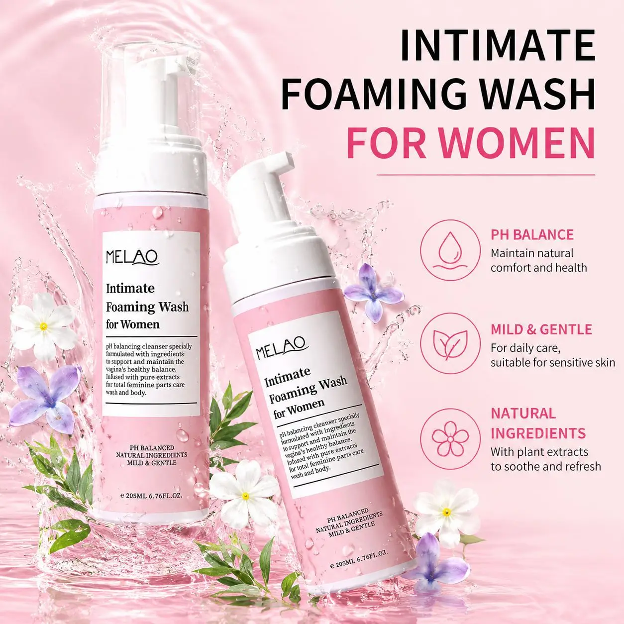 Women PH Balancing Cleansing Wash Shower Gel Set Natural Plant Extract Aloe Vera Gentle Intimate Care Daily Refreshing Body Care