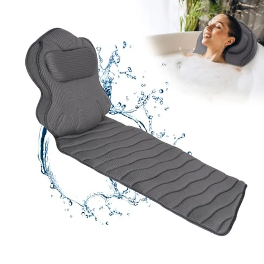 

Extra Thick Full Body Bath Pillows for Bathtub- Luxury Bath Cushion for Head, Neck and Back Support, Soft Bath Pillow for Tub,