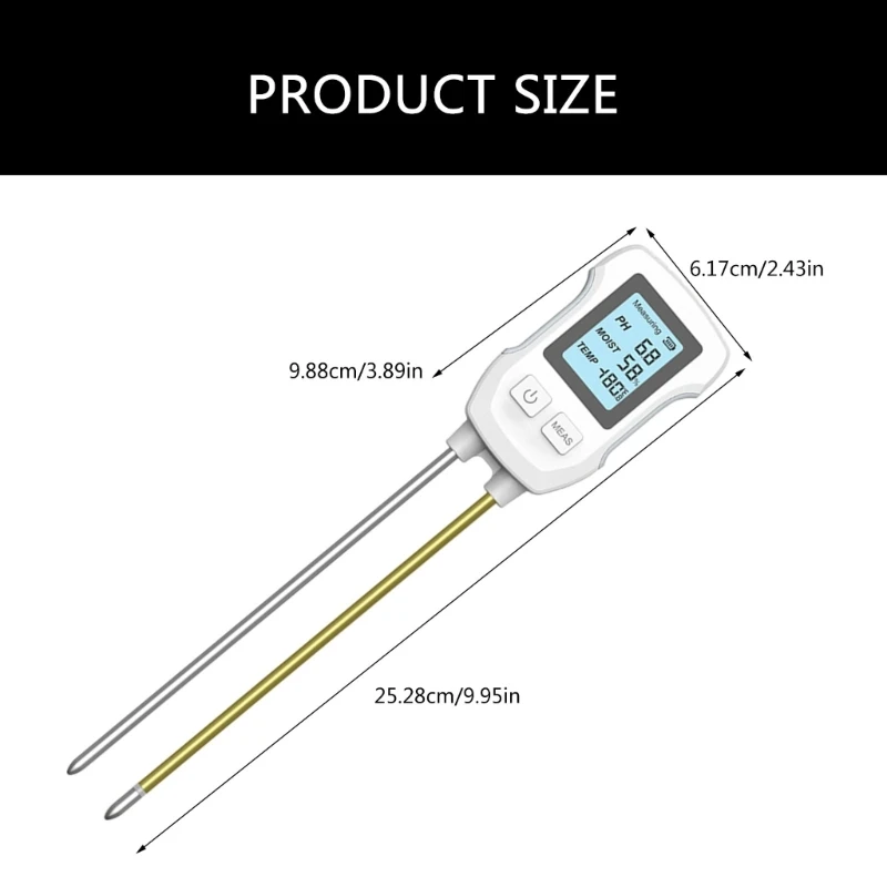 

3in1 Soil Acidity Tester Digital Screen Soil Thermometer Acidity Temperature Humidity Meter Flower Plant Potted Planting Tester