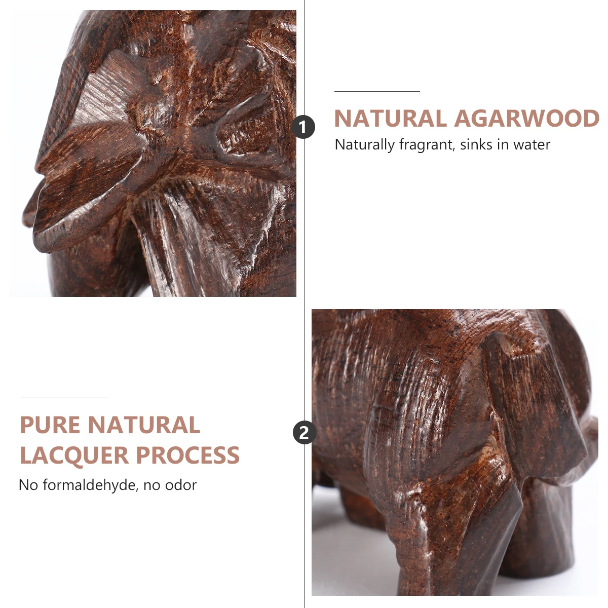 

1Pcs Handmade Wood Elephant Sculpture Exquisite Desktop Ornament Wood Crafts for Bookshelf Feng Shui Decoration