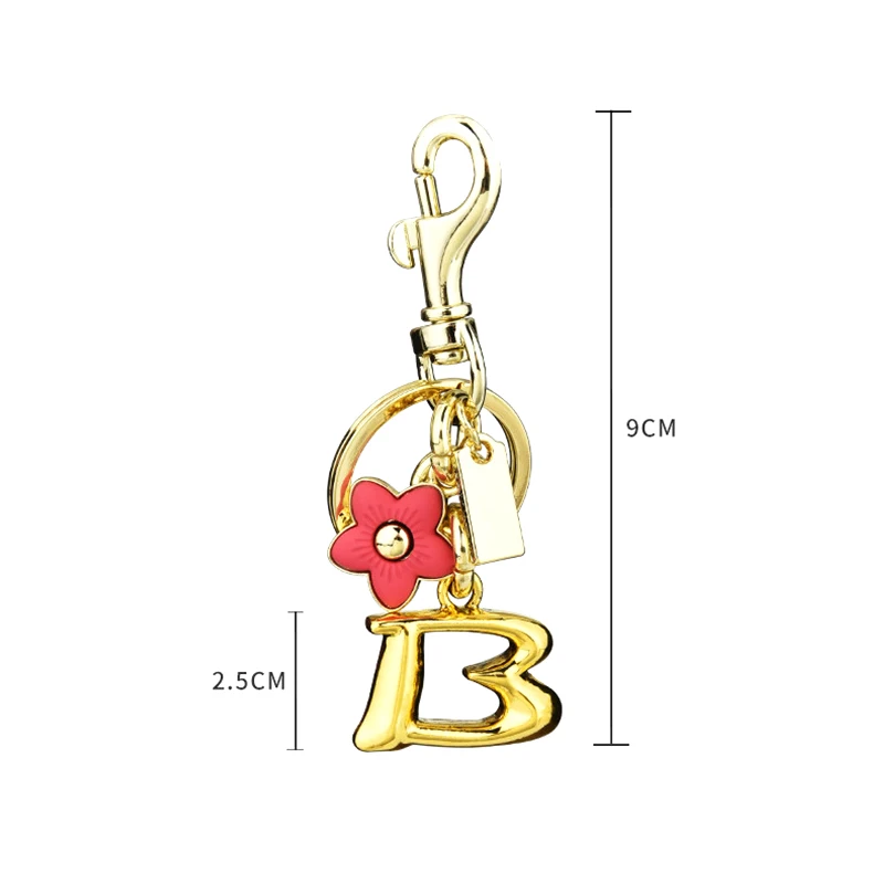 

Cute Flower Alphabet Bag Charm Keychain For Women Creative DIY Flower Car Keychain Exquisite Handbag Decoration Gift