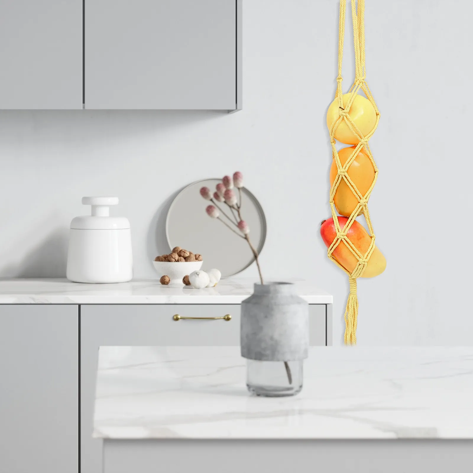 Breathable Hanging Net Bags for Fruits, Vegetables, Onions, Garlic & Ginger – Reusable Kitchen Storage Organizer (2 pcs)