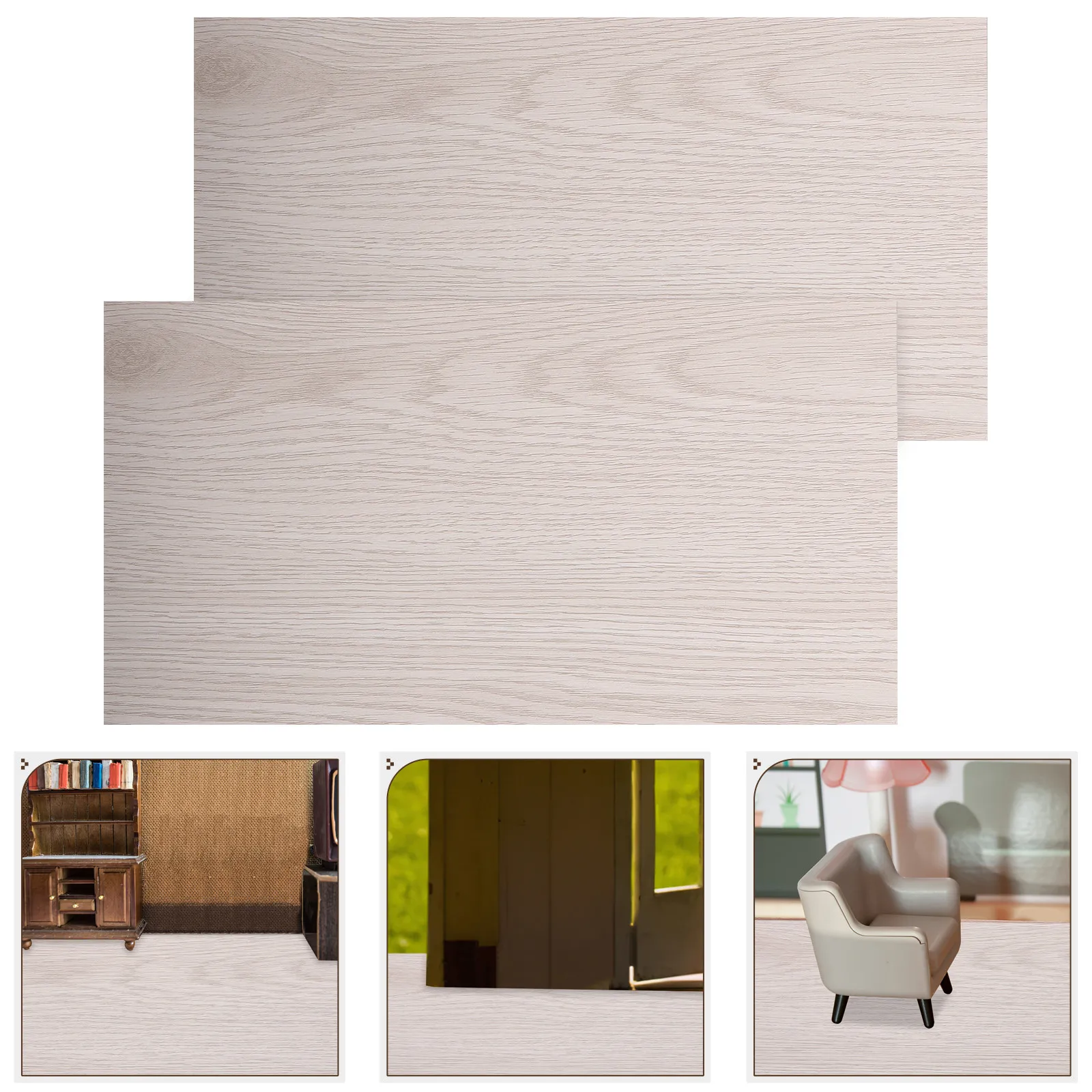 

2Pcs Imitation Wood Grain Flooring Sheets Realistic Texture Mini House Accessories Miniature Floorboard Decor Dollhouse Flooring