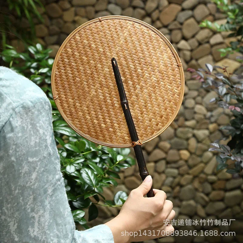 DSA Bamboo Fan Souvenir, Bamboo Braided Fan Handmade, Handmade Bamboo Braided Large Lacquer Fan