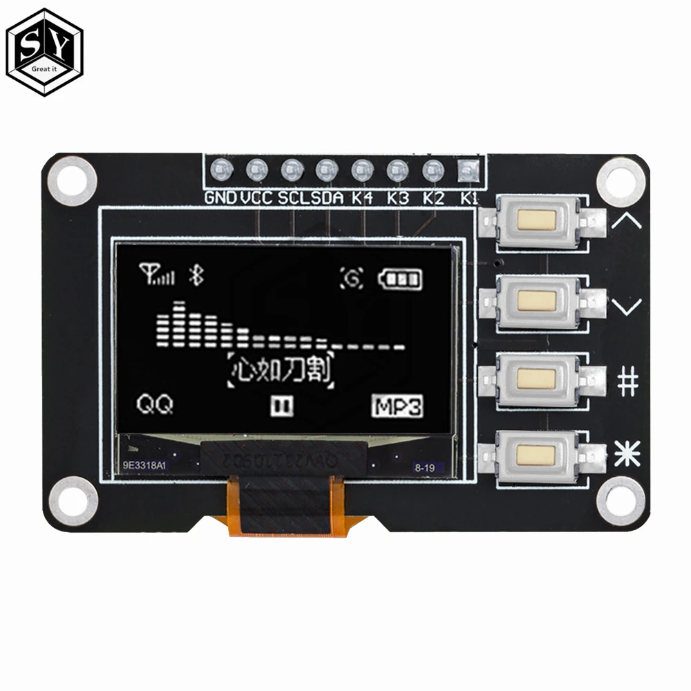 NEW product 0.96 inch OLED IIC White/YELLOW BLUE/BLUE 12864 OLED Display with 4x4 key I2C SSD1315 LCD Screen Board for Arduino