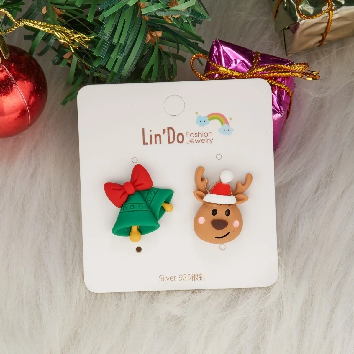 Modische Ohrstecker aus weichem Ton mit Weihnachtsmann-Motiv für Damen, exquisite Weihnachtsmann-Ohrringe aus Kunstharz, Neujahrsparty-Schmuck – Detail 31