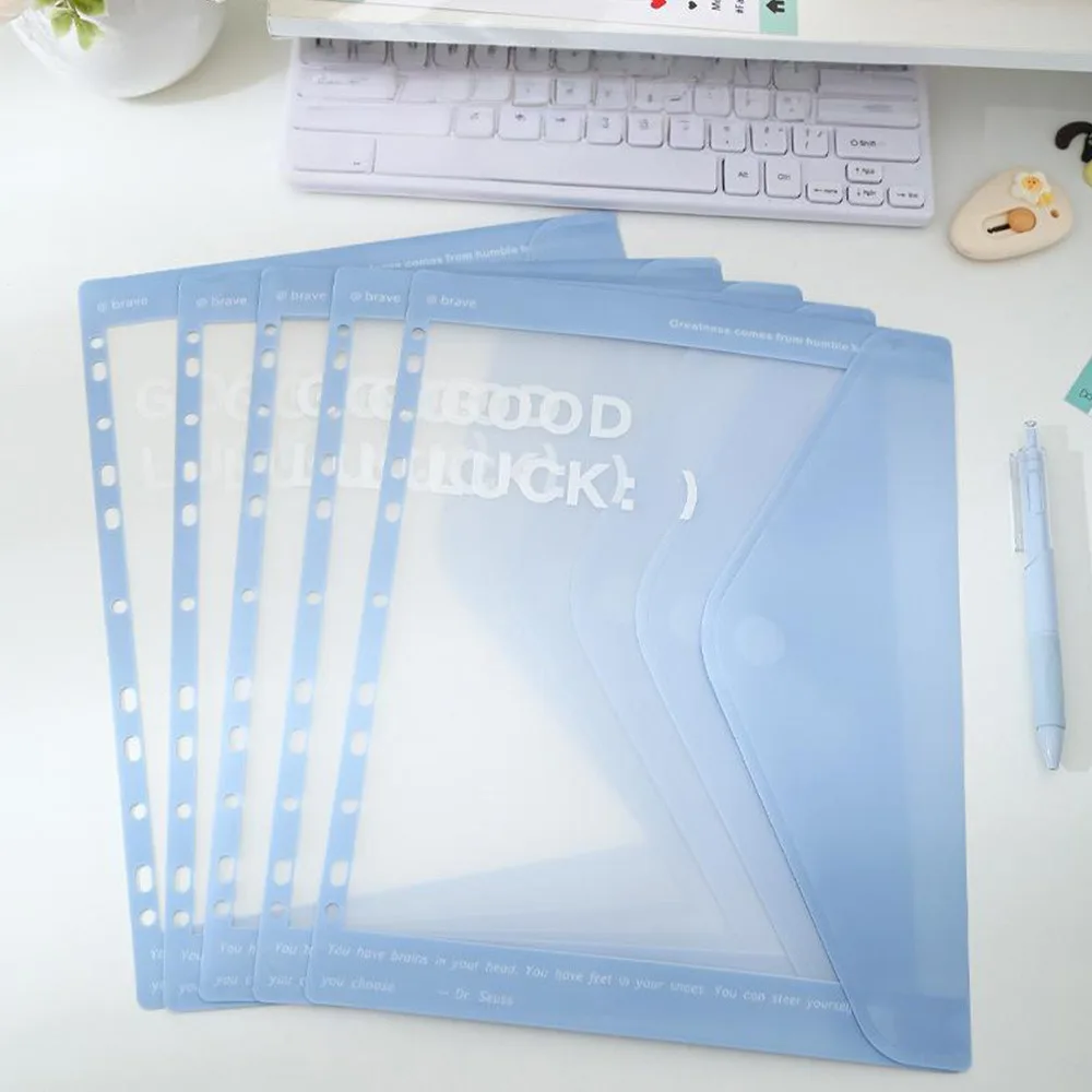 Simple Loose Leaf A4 File Folder Transparent 11-Hole Exam Paper Storage Bag Students Stationery File Bag Back To School Gift