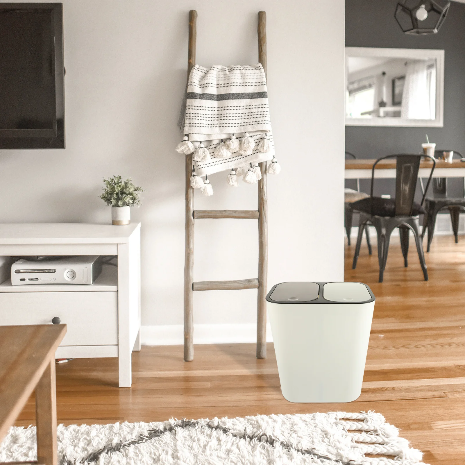 

Double-Grid Press Type Home Waste Basket Large Capacity Plastic Trash Can Kitchen Bathroom Garbage Recycling Container