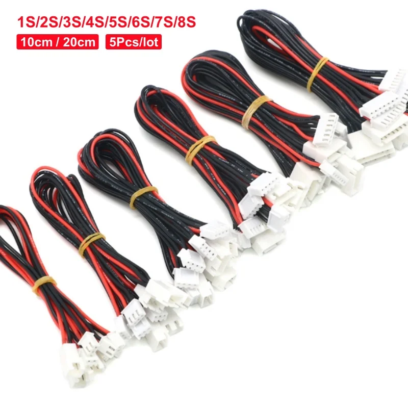 

5Pcs/lot LiPo Battery charging Extended Cable 1S 2S 3S 4S 5S 6S 22AWG 10/20cm JST-XH Balancer for RC Car Drone Battery Charger