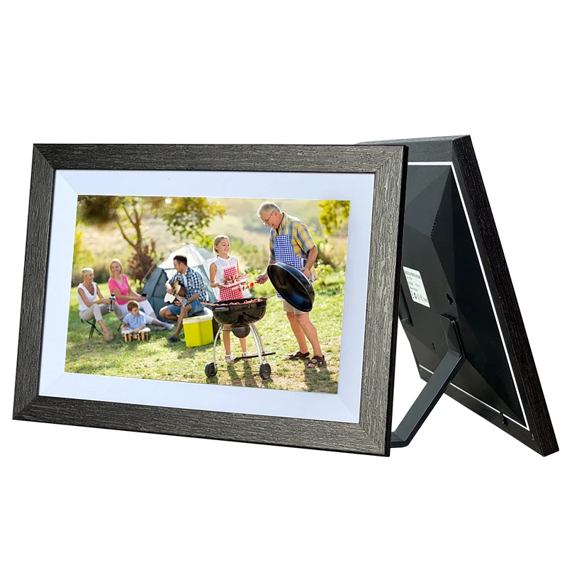 

10.1 Inch HD IPS Touch Screen LED Wood Digital Photo Picture Frame Solid Wood Auto Rotate Clock Display Supports Avi Add Photos