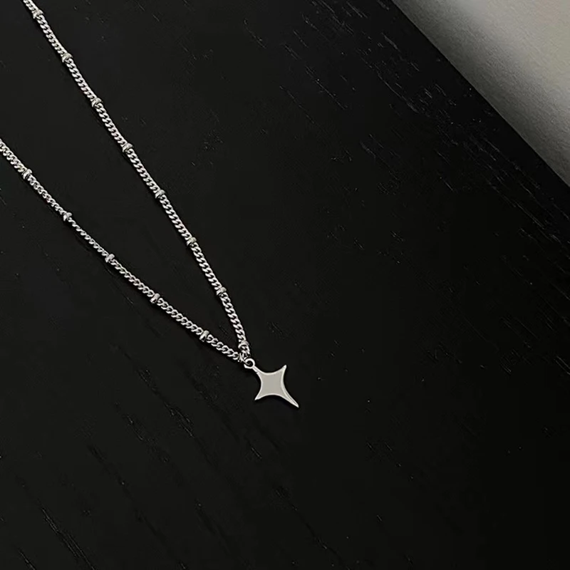 Gargantilla de estrella Simple de moda estilo Ins, collar con colgante, cadena para el cuello, cadena para suéter para mujeres y hombres, accesorios de joyería para fiesta