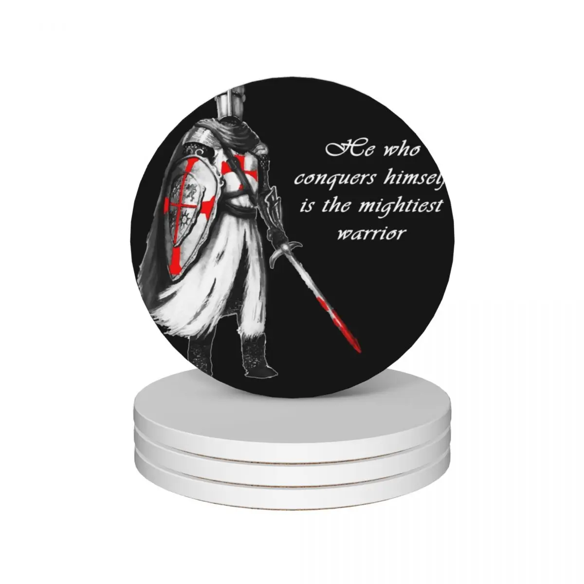 

Warrior Knights Templar Ceramic Coasters (Set of 4) Cup for tea flower eat table cute kitchen supplies Coasters