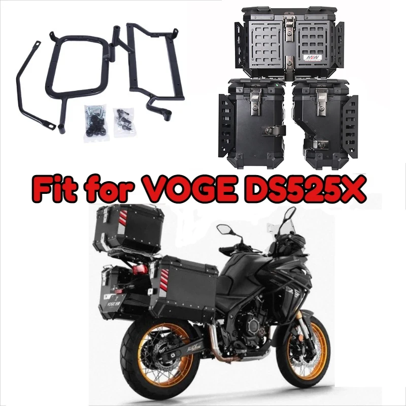 35L Aluminium Alloy Motorcycle Pannier Side Cases Travel & Storage Top Box Trunk Set for Voge 525DSX 2024 - Durable Luggage for