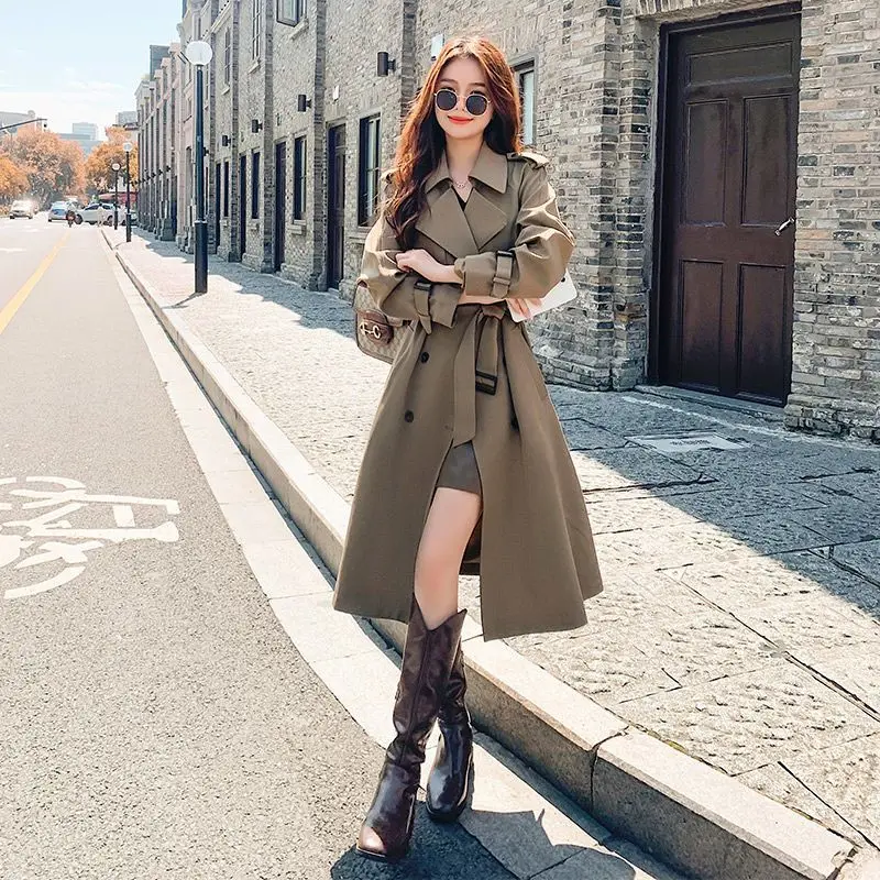 French Trench Coat Women's 2026 New Spring Autumn Waist Drape Foreign Style Medium and Long Popular High-end Trench Coat Women