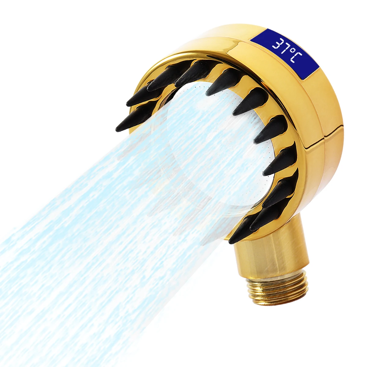 

LED Digital Display Shower Head - High Pressure Massage 3 Mode Rainfall Water Saving Temperature Sensor Easy Install For Salon