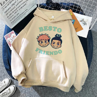 Japanese Anime Besto Friendo Print Clothes Kawaii Cartoon Hoodies Harajuku Leisure Unisex Hooded Sweatshirts Cotton Top 90 Retro