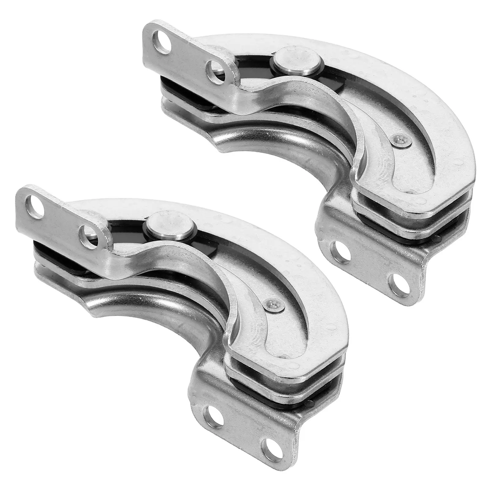 2Pcs Heavy Duty Stainless Steel Concealed Hinges Half-Round 180 Degree Hidden Cabinet Door Hinges Industrial Kitchen Hardware