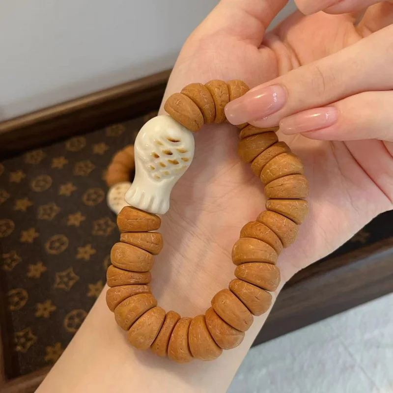 Design Eye Bodhi Large Intestine Matching Ivory Fruit Roasted Fish Single Loop Bracelet