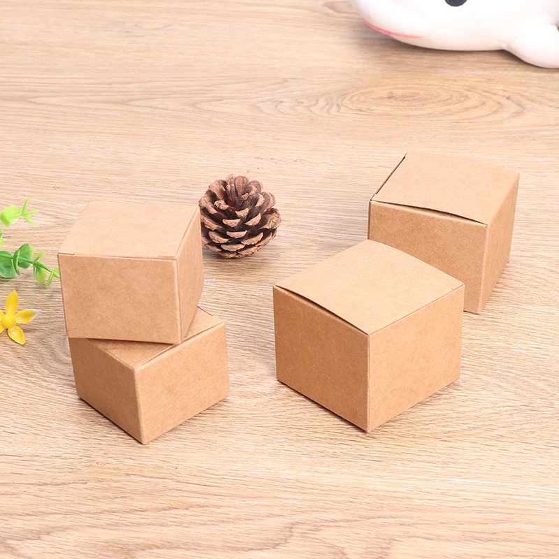 100pcs - Kraft Brown Paper Box White Black Cosmetic Packaging Box for Face Cream Handmade Soap Gift Favor Package Square