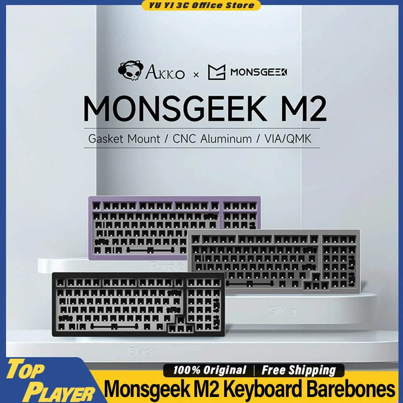 AKKO MONSGEEK M2 Mechanical Keyboard KIT Barebones CNC Aluminum Customized Hot Swappable 98 Keys Layout for DIY Office Mac PC