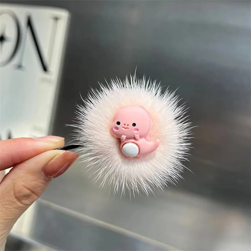 

New Mink Hairball Fur Hairpin South Korea Genuine Mink Hairpin Children's Cute Headwear Girls' One Line Hairpin Accessories