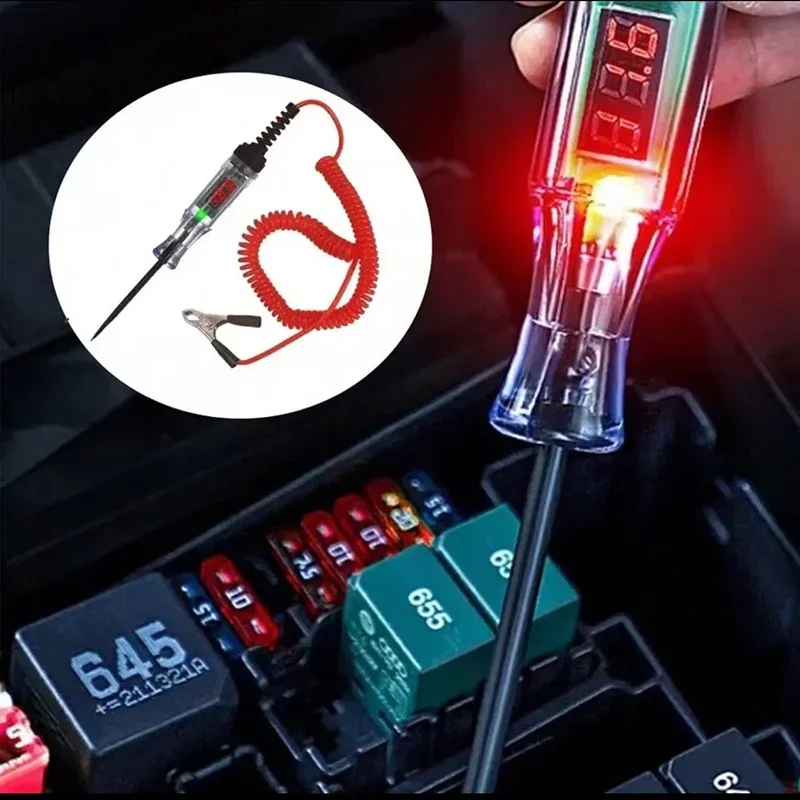 6V 12V 24V DC Car Truck Voltage Circuit Tester Digital Display Long Probe Pen Light Bulb Automobile Diagnostic Tools Auto Repai