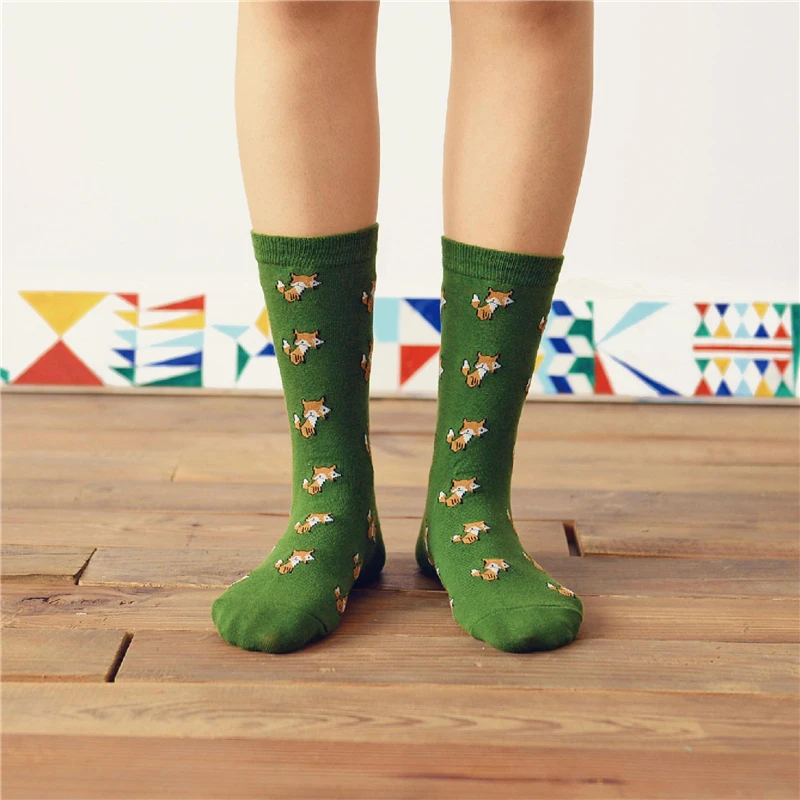 

Funny Meias Women Cartoon Creative Novelty Animal Socks Girls Cute Harajuku Warm Cotton Couple's Crew Sokken Lovely Little Fox