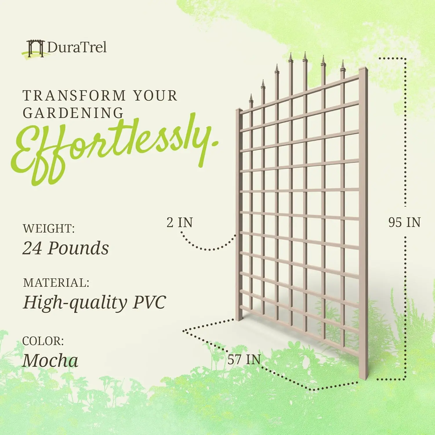 Winchester 57 x 95 polegadas PVC Vinil Outdoor Garden Patio Treliça, com parafusos de montagem na parede, Mocha