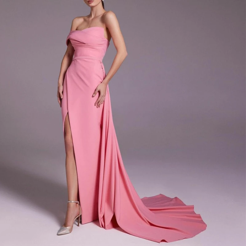 Customized Euramerican Vintage Long One Shoulder Evening Dresses Elegant French Mermaid Train Prom Formal Party Dress With Slit