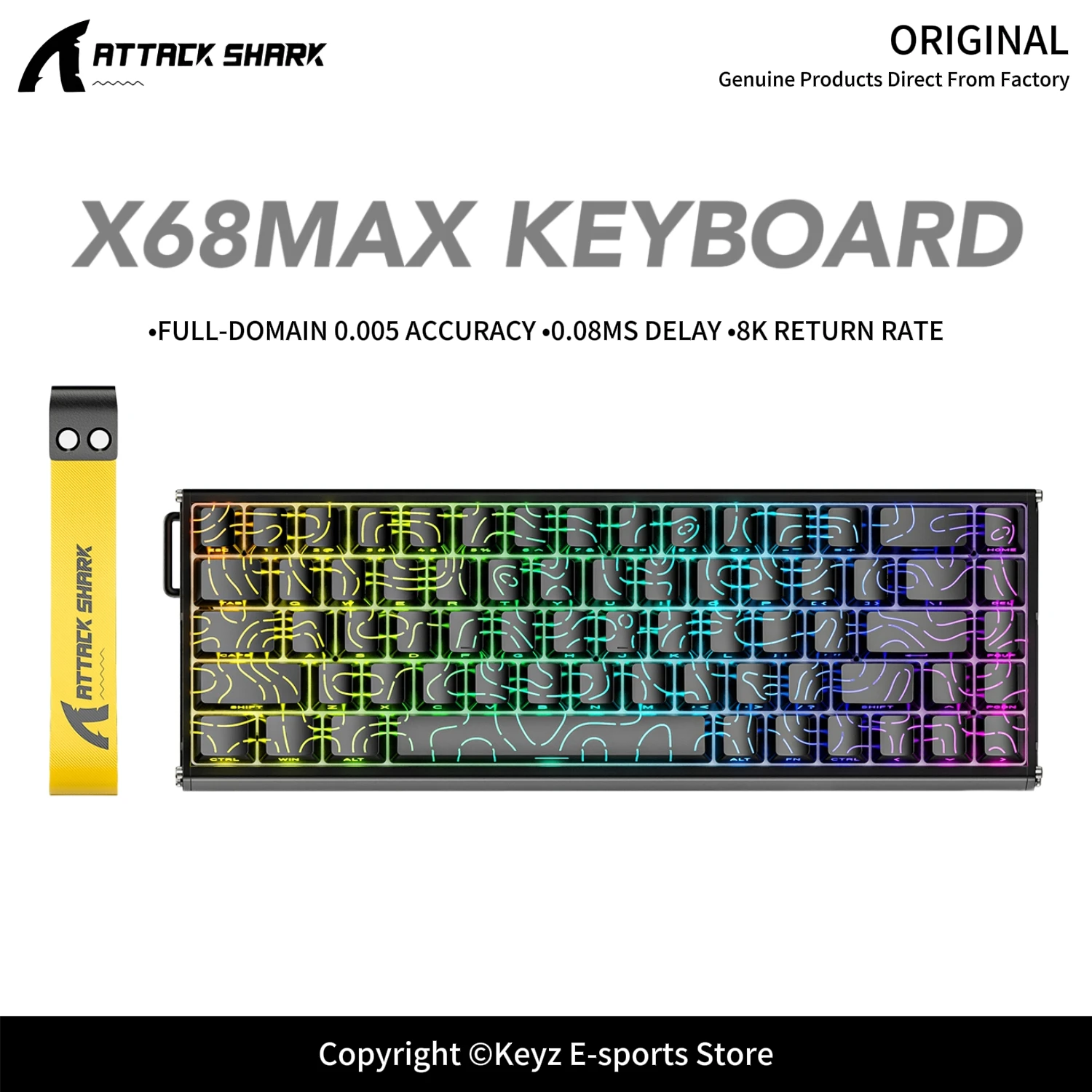 ATTACK SHARK X68MAX 8000Hz Magnetic Axis Keyboard CNC Aluminum Alloy Body 0.005mm RT Accuracy RGB Hot Swappable Wired Keyboard