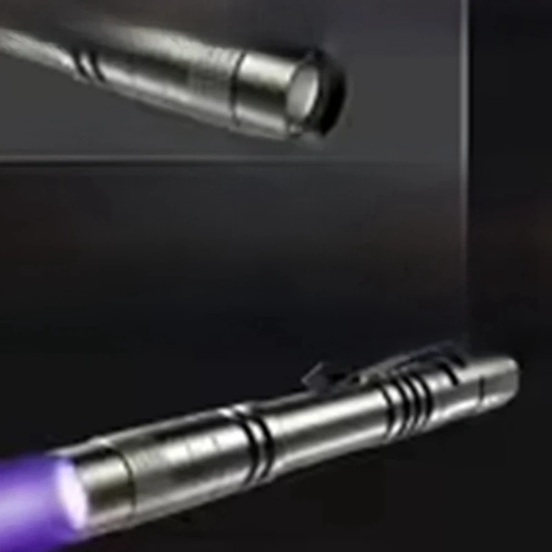 Purple Light Mini Flashlight Gift Light Aluminum Alloy Flashlight Portable Strong Light Dry Battery Pen Clip Light