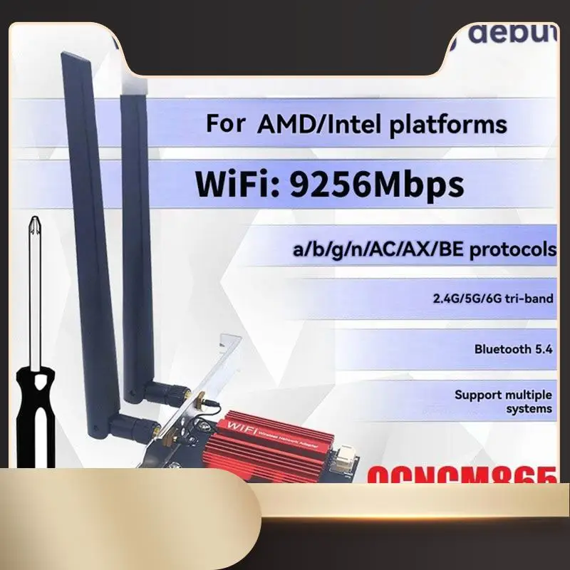 

Комплект адаптеров Wi-Fi 7 QCNCM865 PCI-E, 9256 Мбит/с, BT5.4, трехдиапазонный 2,4G/5G/6Ghz, настольный беспроводной сетевой адаптер для Win10/11-N36R
