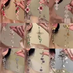 Butterfly Tassel Earrings Female Forest Style Sweet Flower Long Earrings Super Fairy Temperament Exquisite Decorations