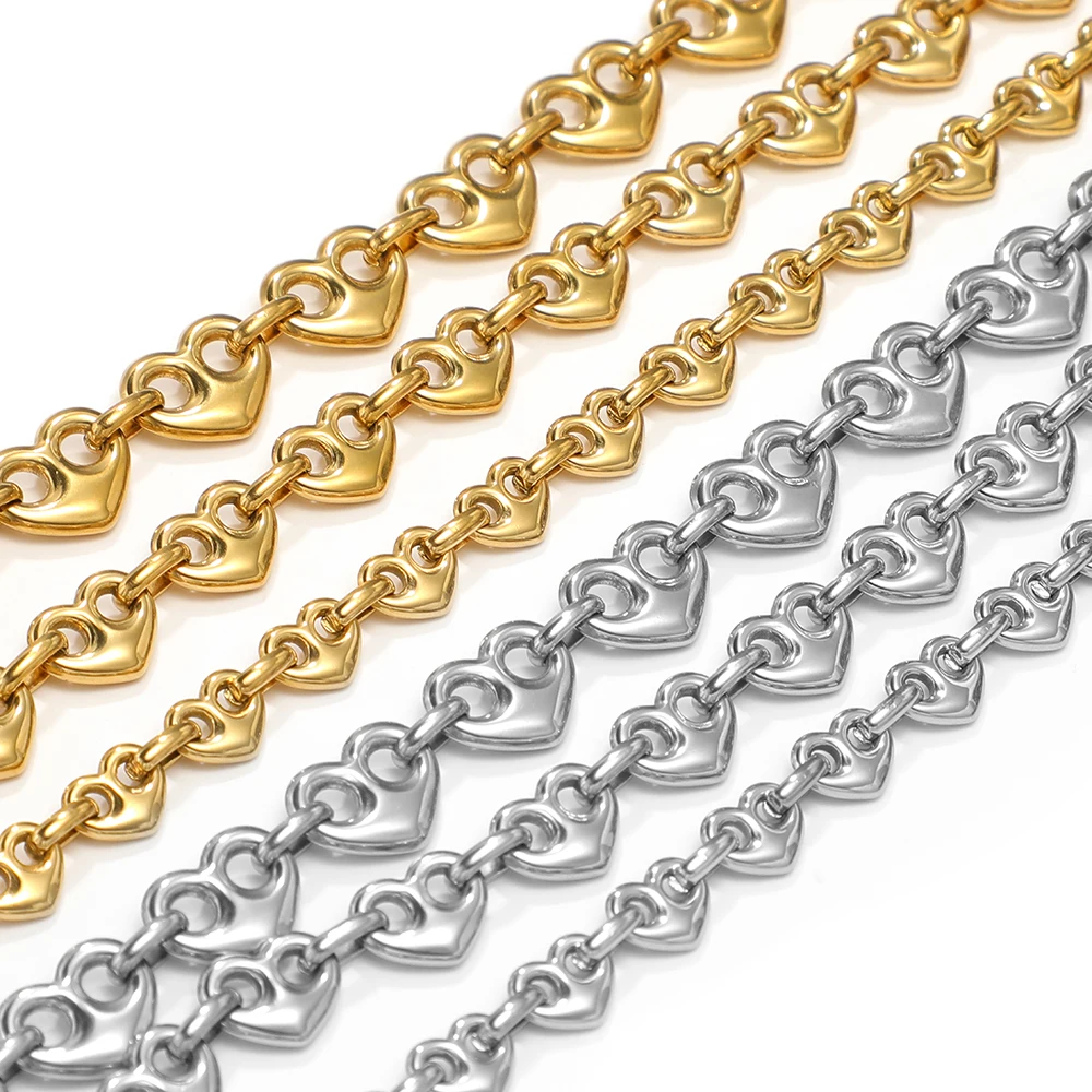 

1-метровые массивные цепочки в форме сердца из нержавеющей стали, ожерелья в стиле хип-хоп, цепочка для тела, браслеты «сделай сам», женские серьги, изготовление ювелирных изделий