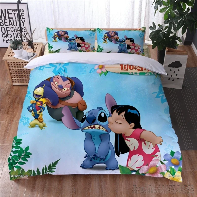 

Lilo and Stitch Kawaii Love Child Duvet Cover Set HD Comforter Cover Bedclothes for Kids Bedding Sets Bedroom Decor