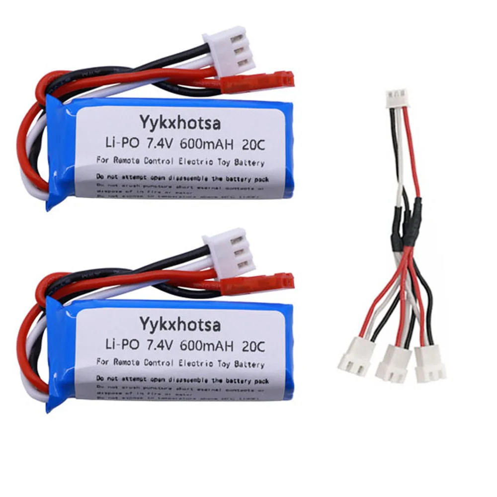 7.4V 600mAh 20C Lipo Battery with USB charger for WLtoys K969 K979 K989 K999 P929 P939 RC Car Parts 2s 7.4v Battery 601844