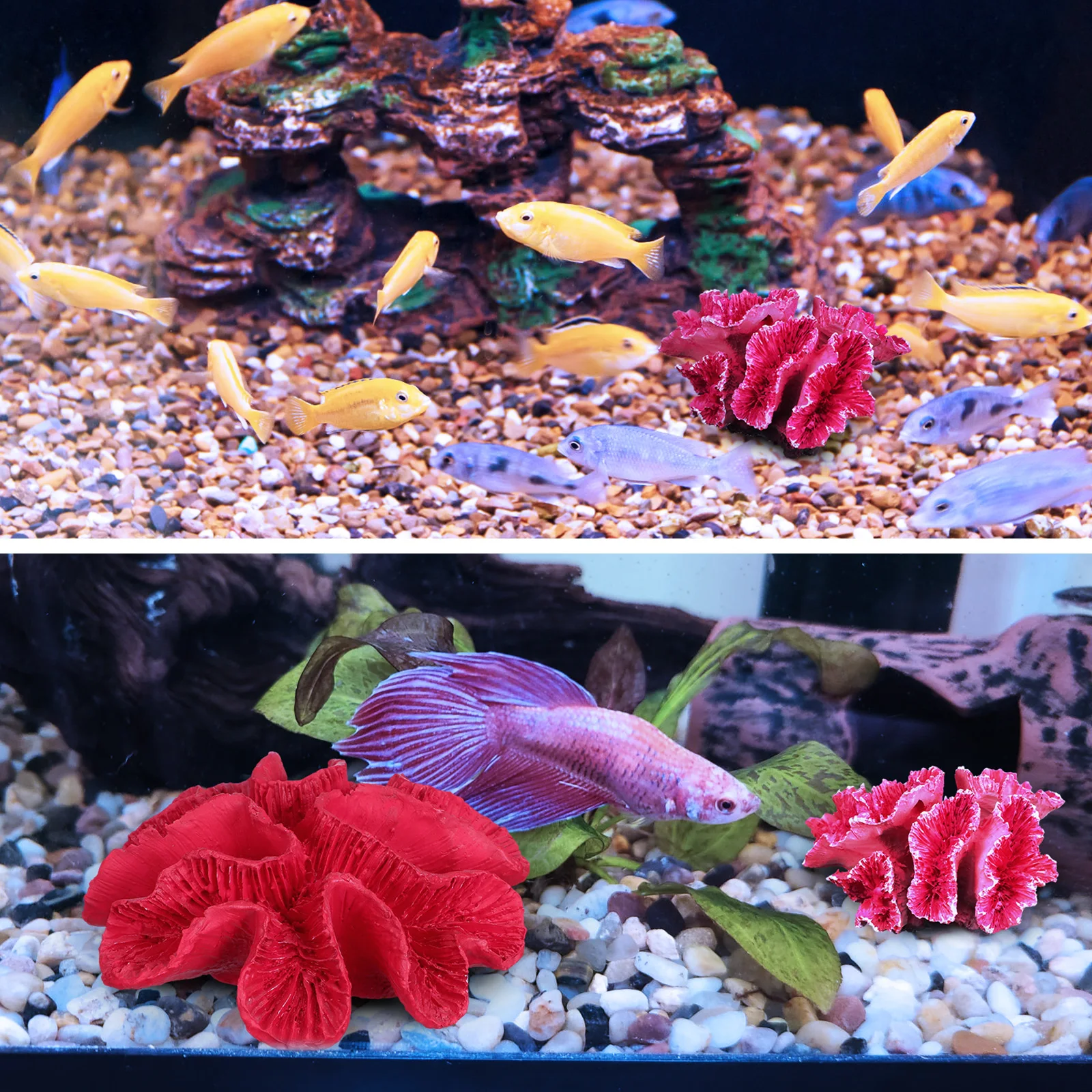 

2 Pcs Reef Ornaments Decorations Aquarium Supplies Fish Tank Sunflower Decor Artificial Supplies