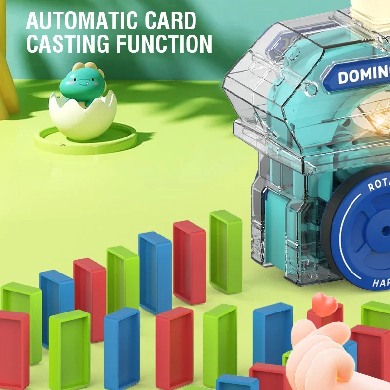 Automatic Laying Domino Train Electric Car Puzzle Intelligence DIY Colorful Dominoes Set Educational Toys Game for Children Gift