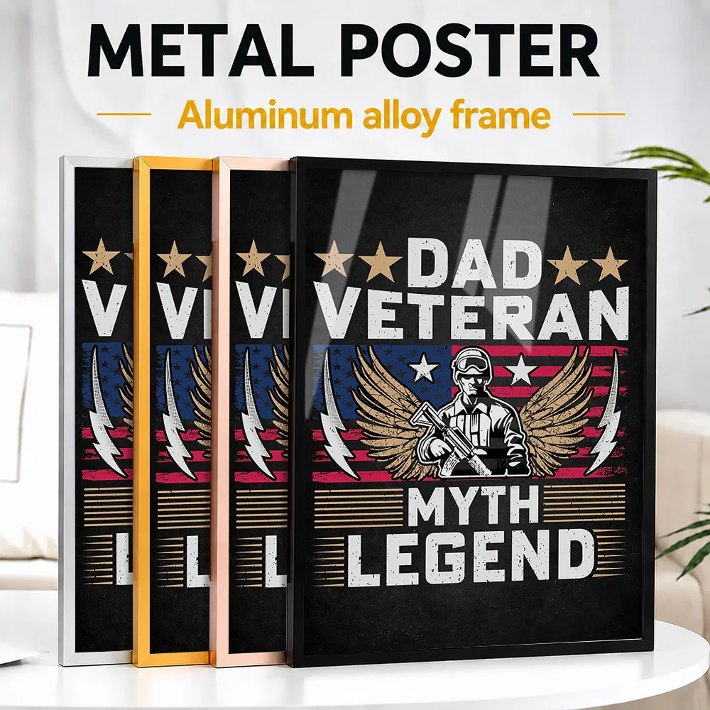 Dad Veteran Myth Legend Framed Metal Print Customized Graphic Tribute Wall Art Designed For Collectors To Display In Living Room