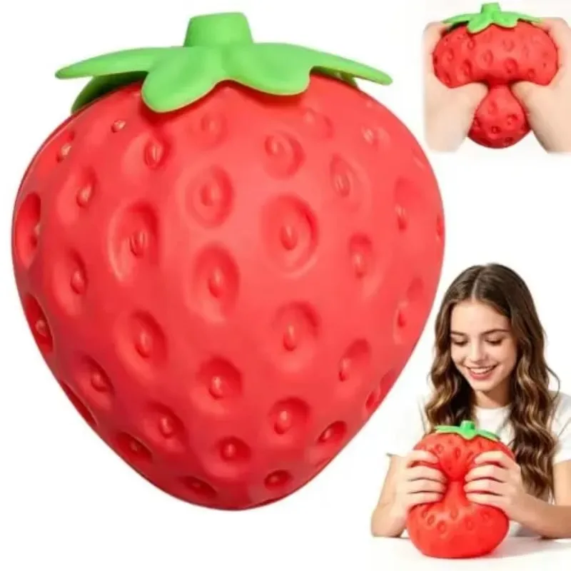 2026 Riesiger Erdbeer-Squishy, extra großer, langsam aufsteigender Fidget-Quetschball, sensorisches Frucht-Spielzeug zur Stresslinderung, Geschenk für Erwachsene