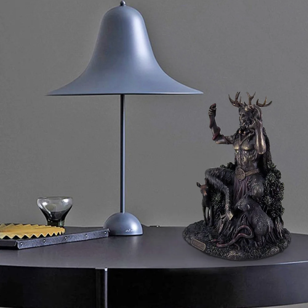 Figura de Resina del Dios Animal Cernunnos con Cuernos, Escultura del Dios del Submundo, Decoración Artística para Sala de Estudio o Ventana