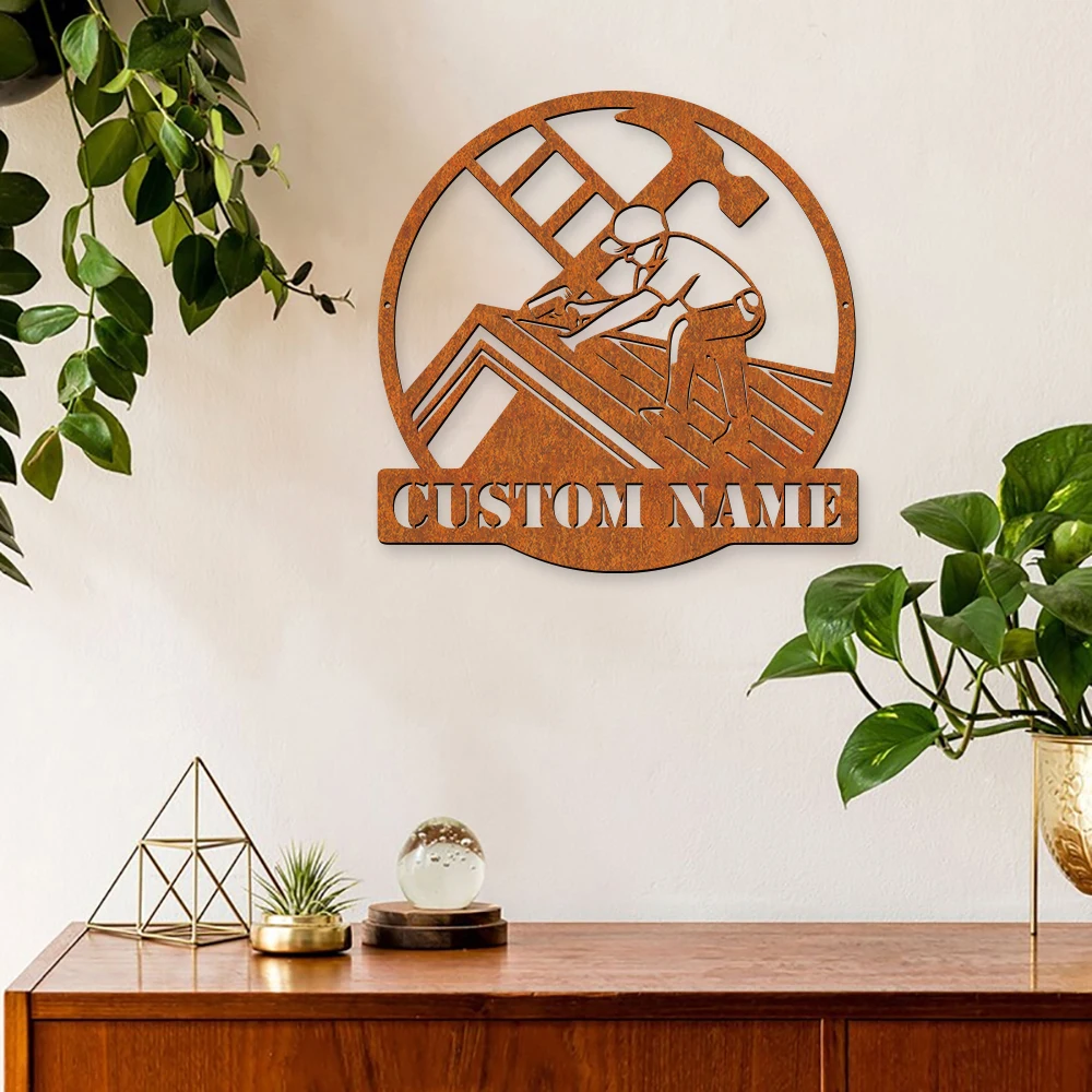 

1pc Worker Hammer staircase funny Customized Name Metal Wall Signs Metal Wall Plaque For Wall Decor